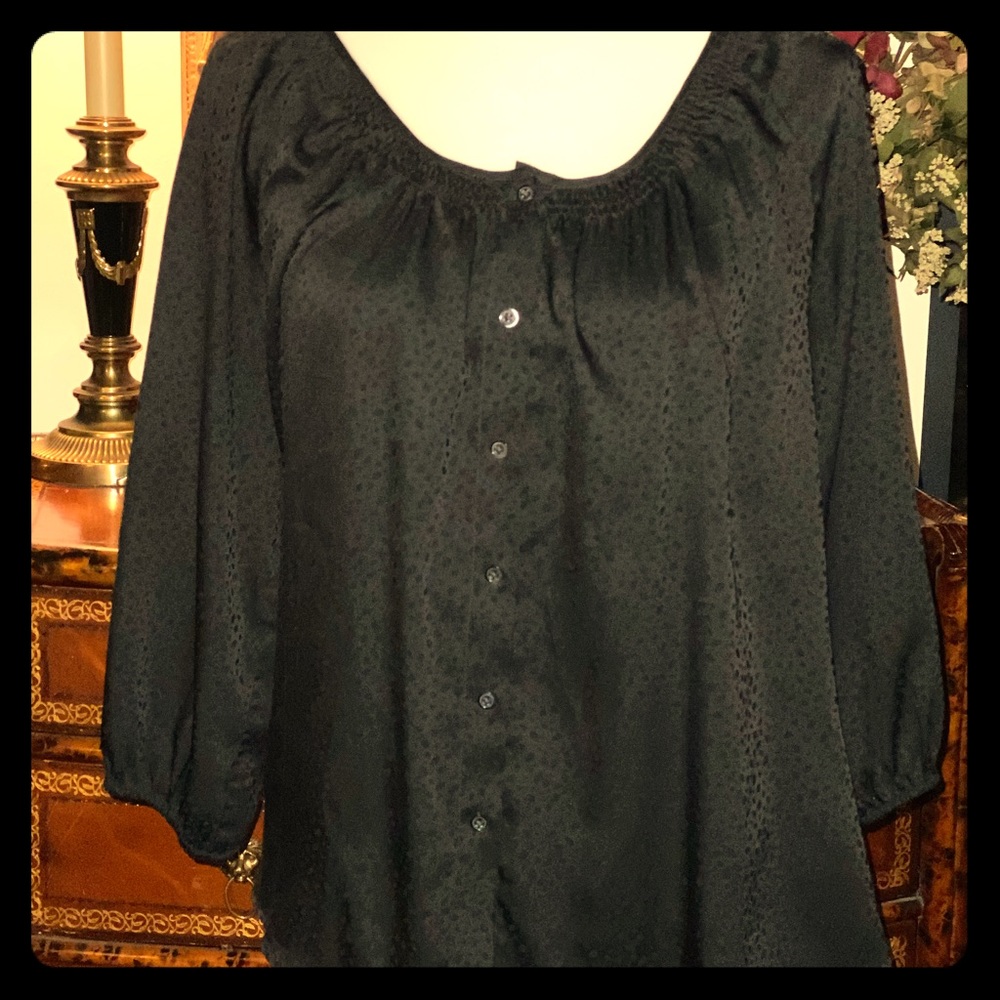 Express Black Silky Blouse / Tunic - Small